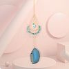Synthetic Turquoise Chip Wrapped Moon Hanging Ornaments PW-WG89822-07-1