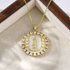 Brass Clear Cubic Zirconia Flat Round with Virgin Mary Pendant Necklaces NJEW-C071-07B-G-2