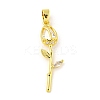 Rose Flower for Valentine's Day Real 18K Gold Plated Rack Plating Brass Micro Pave Cubic Zirconia Pendants KK-R153-01B-G-1