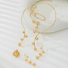 Iron Round Beaded Collar & Stud Earrings & Cuff Bangles & Rings Sets FS-WG833C7-01-4