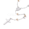 Religious Prayer Two Tone Alloy Beaded Lariat Necklace LS-BJEW-O140-05-3