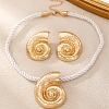 Conch Alloy & Polyester Cord Pendant Necklaces & Stud Earrings Sets FS-WG2EAF8-01-1