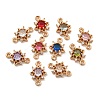Brass Cubic Zirconia Star Connector Charms KK-U037-32G-1