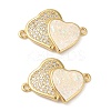 Rack Plating Brass Micro Pave Clear Cubic Zirconia Connector Charms KK-P268-20G-02-1