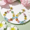 Woven Flower Glass Seed Beads Dangle Earrings EJEW-JE05816-2