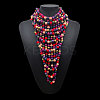 Round Wood Beaded  Multi Layered Bib Necklaces for Women FS-WG9E278-01-1