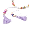 Flat Round Polymer Clay Braided Bead Bracelets BJEW-JB11500-4