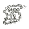 304 Stainless Steel Textured Double Ring Link Chain Necklaces NJEW-S453-02P-B-4