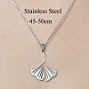 201 Stainless Steel Hollow Ginkgo Leaf Pendant Necklace NJEW-OY001-64-3