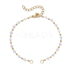 Handmade 304 Stainless Steel and Faceted Rondelle Glass Beaded Chain Bracelet Making AJEW-JB01476-02-1