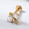 F136 Titanium Pave Clear Cubic Zirconia Teardrop Arrow Internally Threaded Labrets ME-CBA9828-03G-2