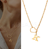 1Pc Letter & Heart Stainless Steel Lariat Necklaces for Women NJEW-LP0002-87G-K-1