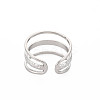 Non-Tarnish 304 Stainless Steel Triple Line Open Cuff Ring for Women RJEW-S405-171P-2