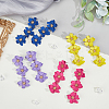 FIBLOOM 4 Pairs 4 Colors Alloy Flower Dangle Stud Earrings for Women EJEW-FI0002-99-4