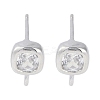 Brass Pave Clear Cubic Zirconia Stud Earring Findings KK-F875-01P-1