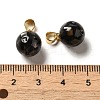 Natural Black Lip Shell Dyed Round Charms SSHEL-H071-01G-01-3