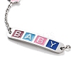 201 Stainless Steel Cross & Rectangle with Word Baby Link Bracelets BJEW-B090-01A-07-2