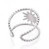 304 Stainless Steel Cuff Rings Components STAS-N113-01P-3