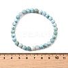 Natural Larimar/Pectolite Round Beaded Stretch Bracelet BJEW-A120-01A-4