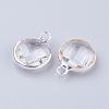 Silver Color Plated Brass Glass Flat Round Charms GLAA-M003-A-21S-2