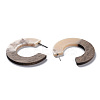 Opaque Resin & Walnut Wood Stud Earrings EJEW-T010-02-3