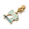 304 Stainless Steel Light Blue Enamel European Dangle Charms STAS-D153-18G-2