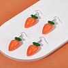 2 Pairs Carrot Alloy Resin Dangle Earrings for Women EJEW-LP0001-54-3