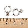 Brass Micro Pave Clear Cubic Zirconia Hoop Earring Findings KK-G490-12P-3
