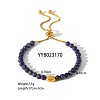 Adjustable Natural Round Lapis Lazuli Beads Slider Bracelets LF2079-3-3