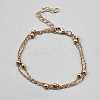 Iron Round Ball Cable Chain 2-Strand Anklets for Women AJEW-WH0270-684G-1