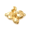 Brass Clear Cubic Zirconia Flower Connector Charms KK-B131-06G-1