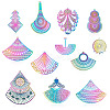 48Pcs 12 Style 201 Stainless Steel Filigree Pendants STAS-FW0001-14-2