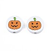 Halloween Printed Natural Wood Beads WOOD-T021-91-4