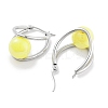 304 Stainless Steel & Plastic Imitation Pearl Oval with Ball Hoop Earrings for Women EJEW-C096-13P-04-2