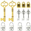 8Pcs 4 Styles Tibetan Style Alloy Skeleton Key Lock Pendants FIND-FS0002-11-1