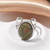 Oval Natural & Synthetic Gemstone Finger Rings RJEW-M062-02P-19-6