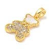 Brass Micro Pave Clear Cubic Zirconia Pendants KK-P275-18G-2