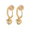 Heart Brass Micro Pave Clear Cubic Zirconia Clip-on Earrings EJEW-K286-12G-4