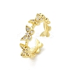 Butterfly Clear Cubic Zirconia Cuff Rings RJEW-G337-15G-4