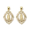 Brass Pave Shell Pendants KK-I708-16K-G-1
