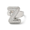 Letter Brass Micro Pave Clear Cubic Zirconia Open Cuff Ring for Women RJEW-N046-03Z-P-2