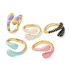Brass Enamel Cuff Open Rings for Women RJEW-A098-01G-2