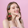 4 Pairs 4 Styles Foam & Glass & Acrylic Cherry Dangle Stud Earrings with Brass Pins EJEW-FI0002-88-6