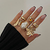 Alloy Glass and Imitation Pearl Ring Set for Women FS-WG240C6-01-4