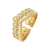 Crown 304 Stainless Steel Open Cuff Ring for Women LS-RJEW-Z083-03G-05-4