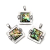 Brass Cubic Zirconia & Paua Shell Pendants KK-G553-01C-P-1