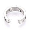 Brass Micro Pave Clear Cubic Zirconia Cuff Ring Settings KK-T076-59P-3