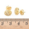Round Brass Micro Pave Clear Cubic Zirconia Stud Earrings EJEW-Z144-21G-5