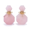 Faceted Natural Rose Quartz Openable Perfume Bottle Pendants G-I287-06G-B-1