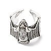 Alloy Bat Open Cuff Rings for Men Women RJEW-G286-02AS-2